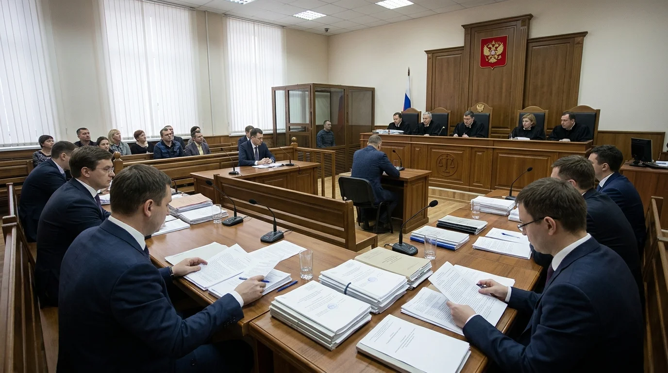 Судебное заседание и документы по банкротству в зале суда